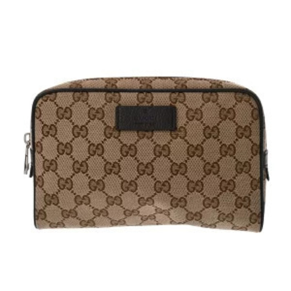 Gucci Waist Belt Crossbody Pouch Clutch Beige Cream Ebony GG Canvas Bag